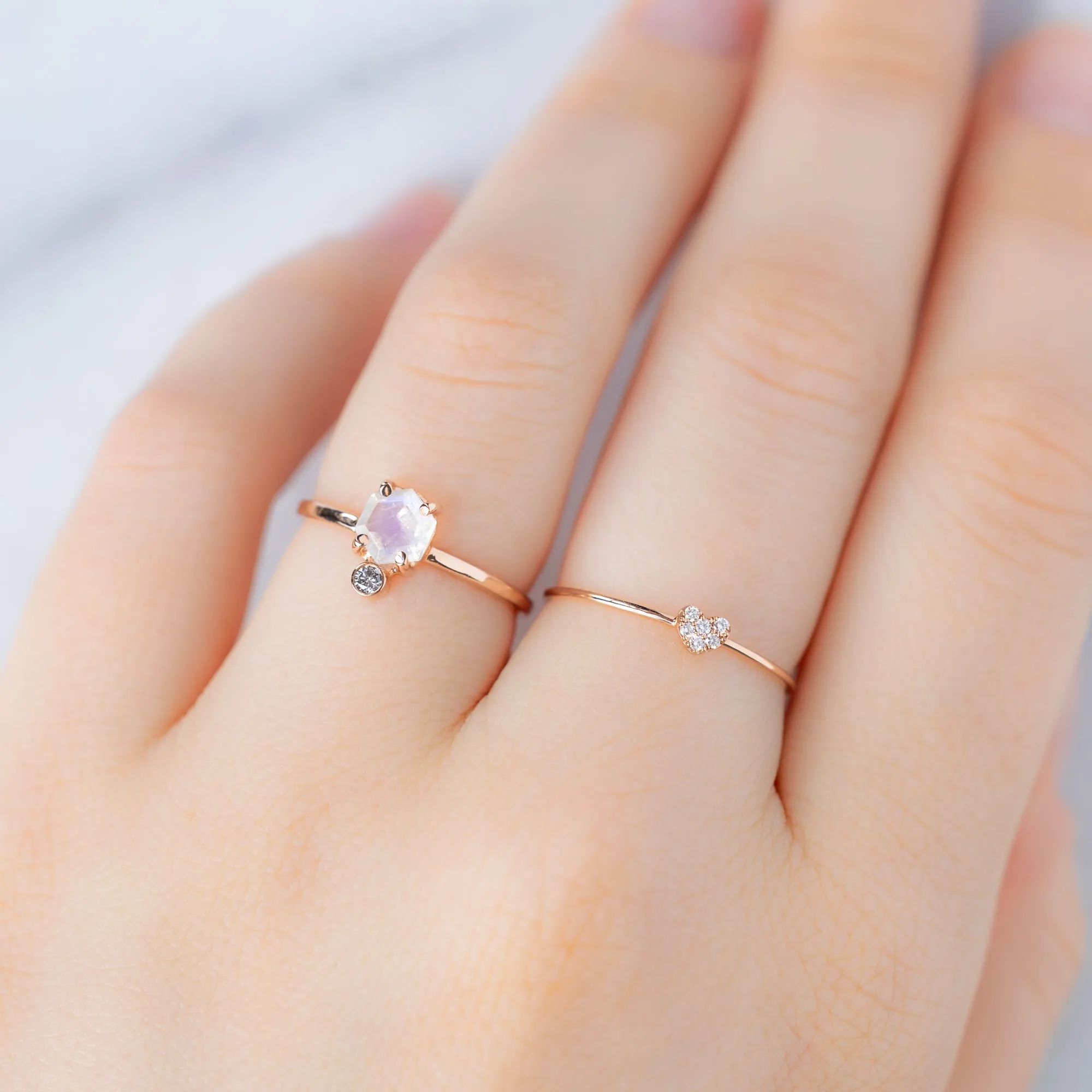 The Sweetheart White Diamond Pavé Ring | 14K Rose Gold