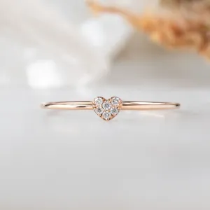 The Sweetheart White Diamond Pavé Ring | 14K Rose Gold