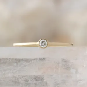 The Teensy Custom White Diamond Stacking Ring | 14K Yellow Gold