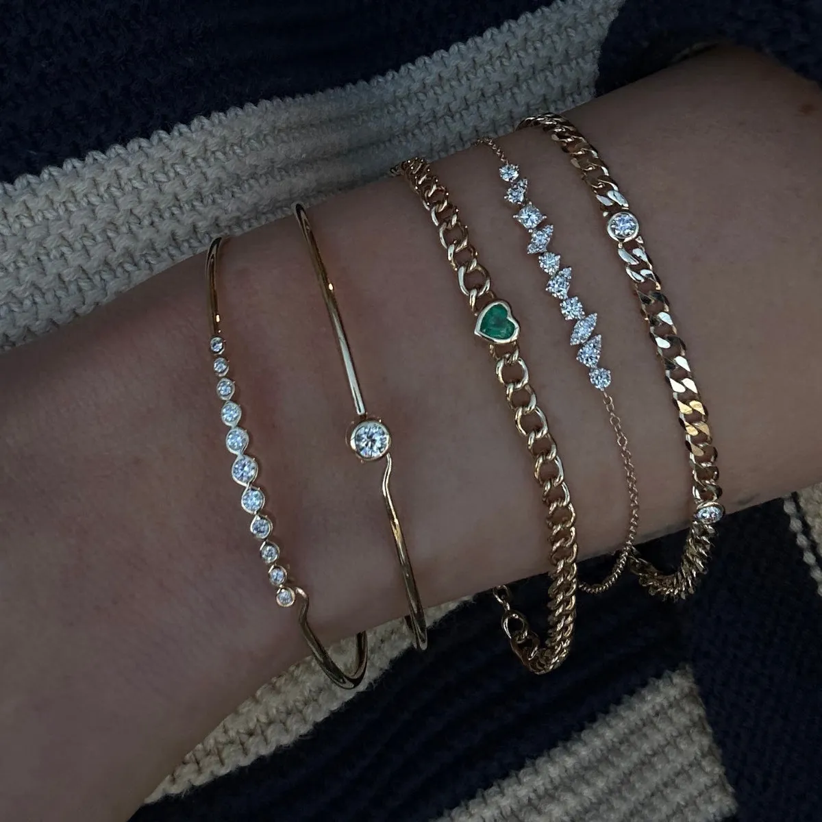 Three Diamond Curb Chain Bracelet