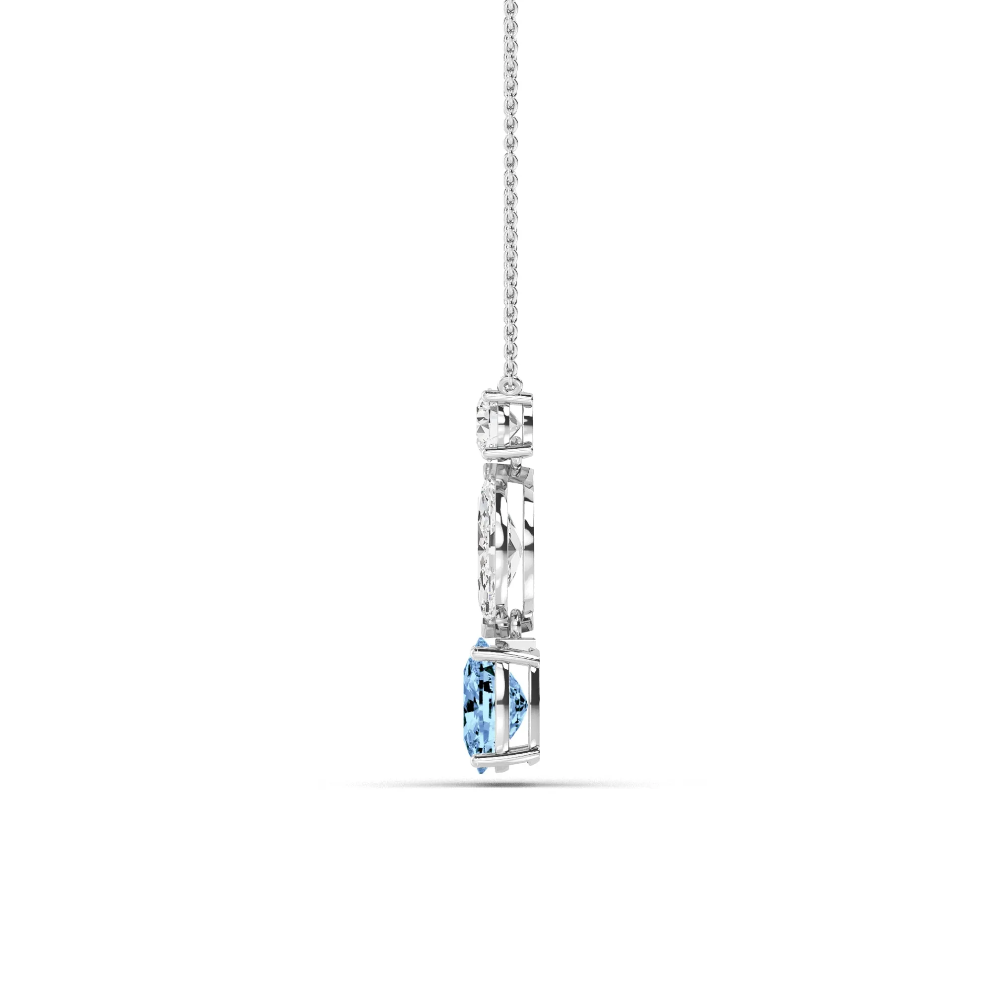 Three Stone Accent Pendant with Chain