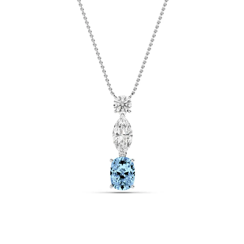 Three Stone Accent Pendant with Chain