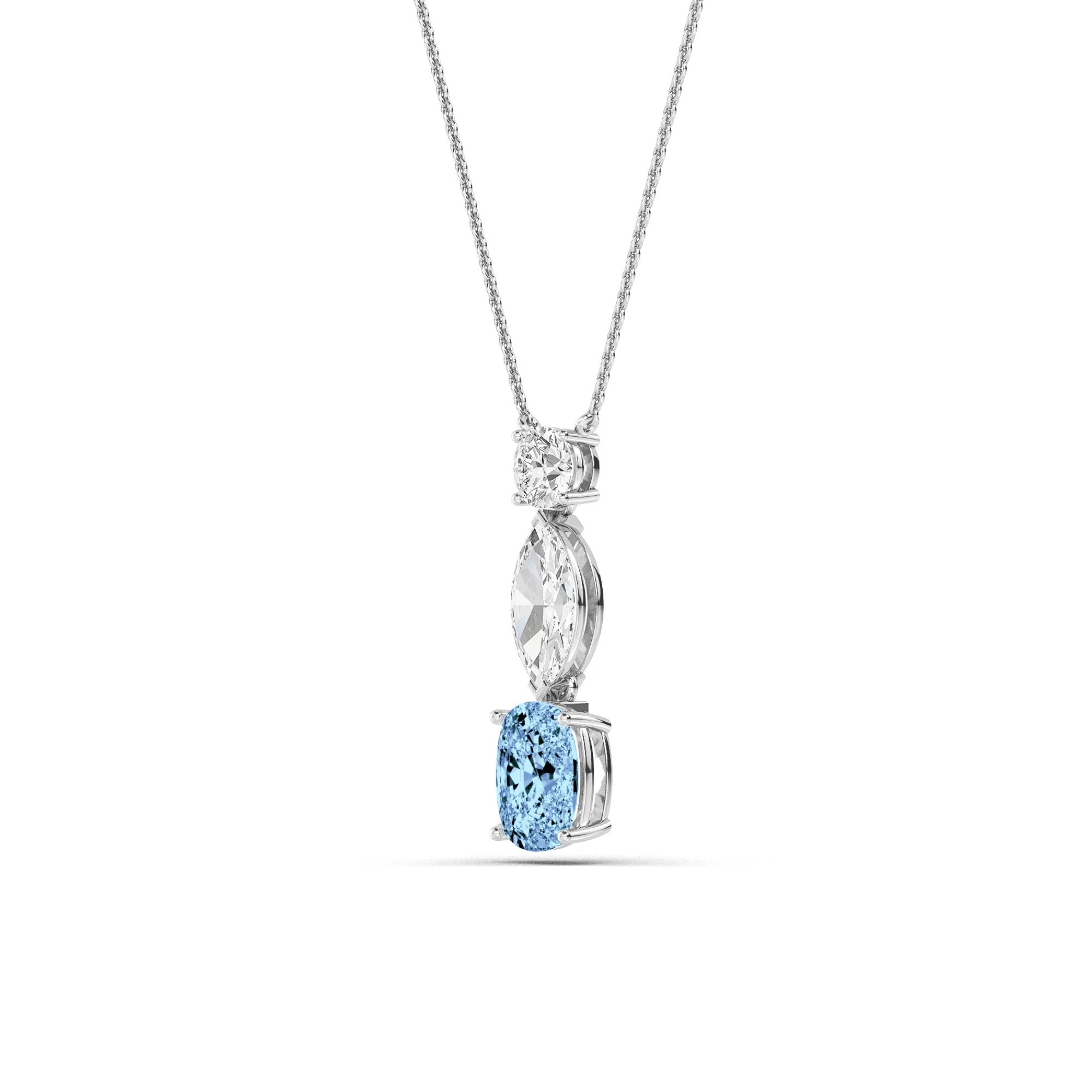 Three Stone Accent Pendant with Chain
