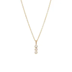Three Vertical Bezel Diamond Necklace