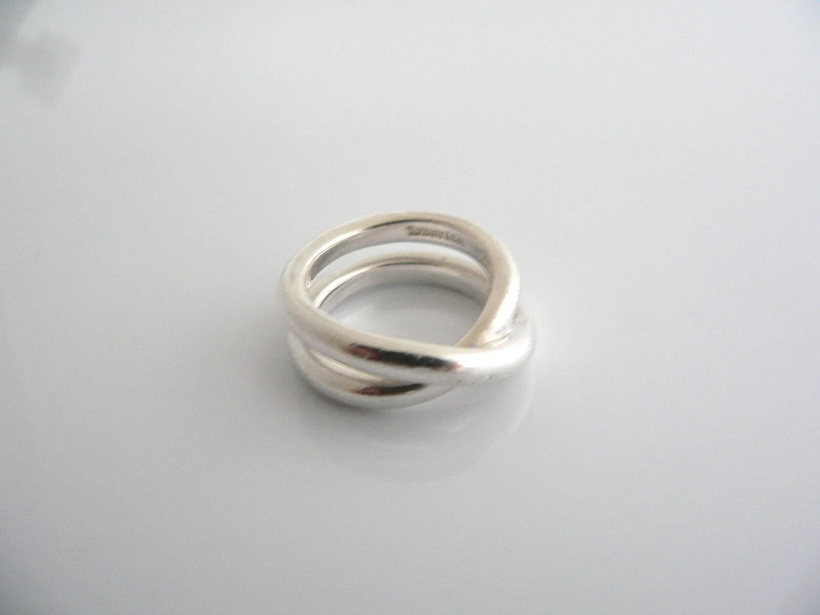 Tiffany & Co Silver Infinity Ring Band Sz 6.25 Crossover Le Cercle Gift Love