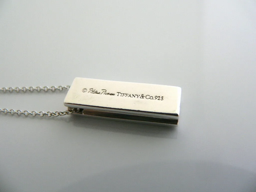 Tiffany & Co Silver Picasso Diamond Heart Bar Necklace Pendant Gift Love