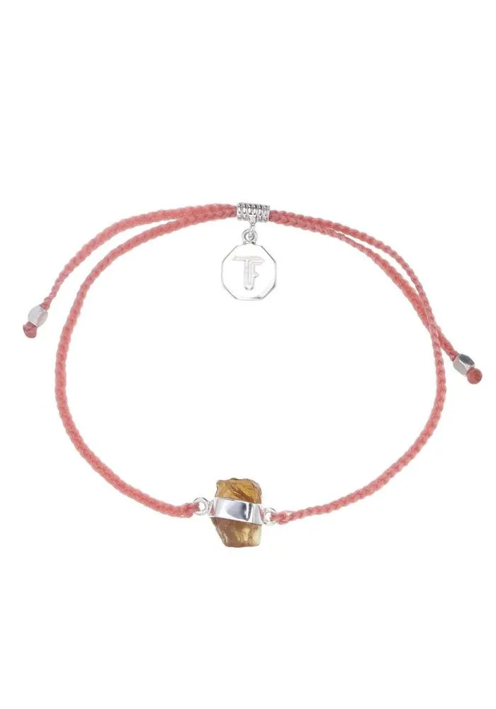 Tiger Frame Citrine Crystal Silver Bracelet- Salmon