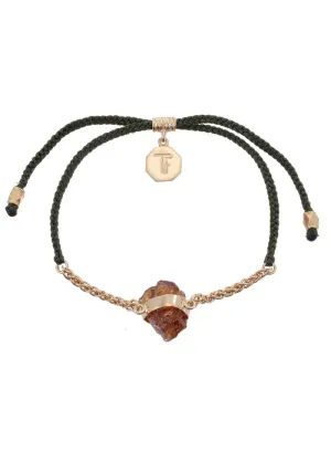 Tiger Frame Gold Chain & Cord - Olive With Citrine