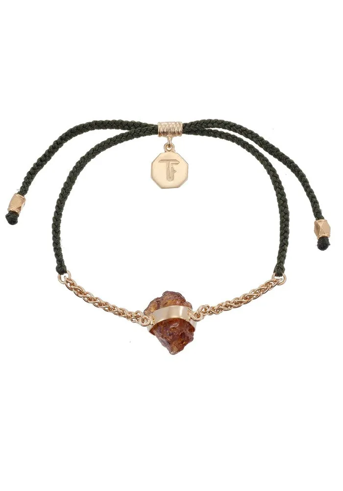 Tiger Frame Gold Chain & Cord - Olive With Citrine