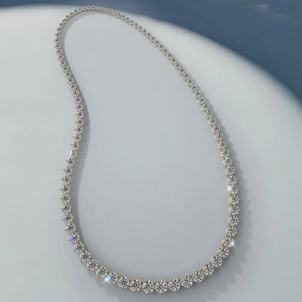 Timeless Three Prong Diamond Tennis Lab-Grown Diamond Necklace with 15.04 ct.(finished)