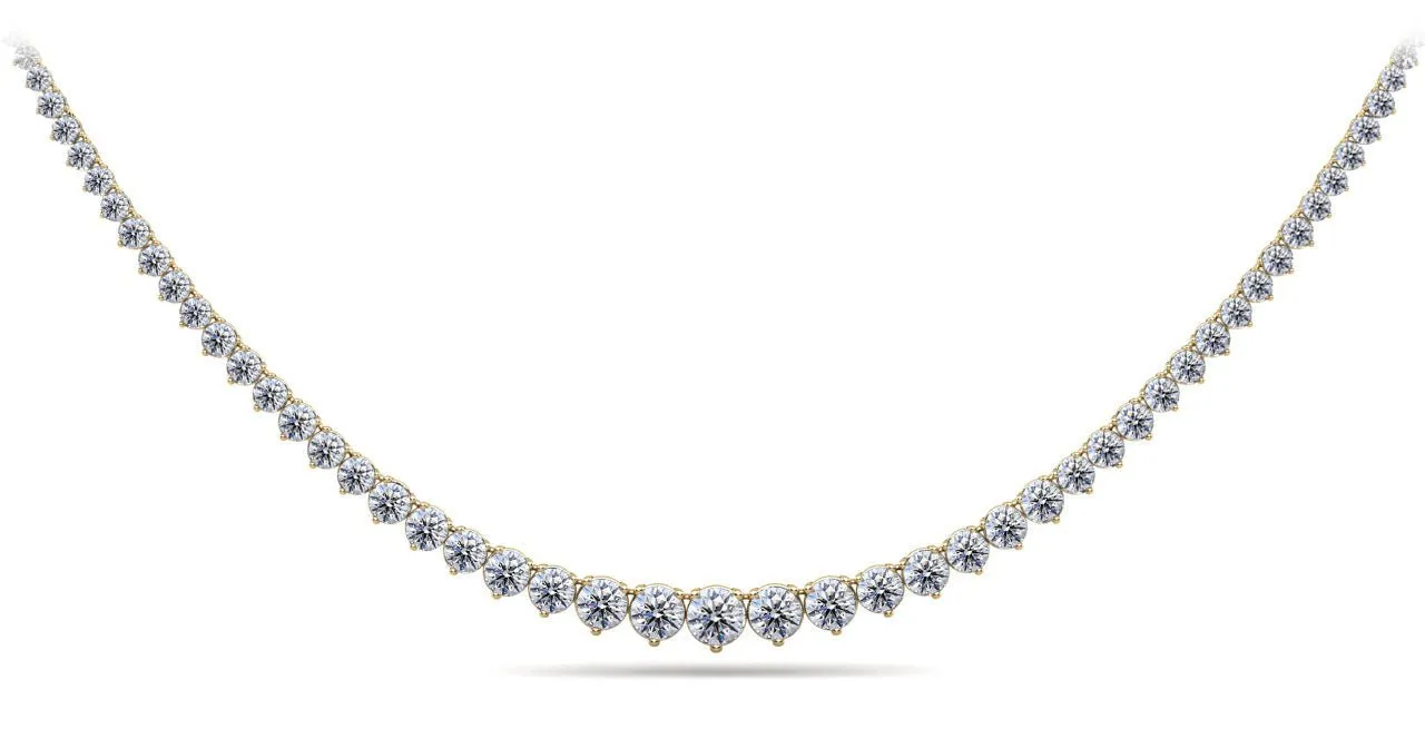 Timeless Three Prong Diamond Tennis Lab-Grown Diamond Necklace with 15.04 ct.(finished)