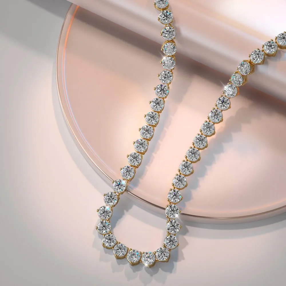 Timeless Three Prong Riviera Diamond Tennis Lab-Grown Diamond Necklace with 6.77 ct.(finished) 2.2mm