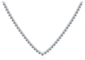 Timeless Three Prong Riviera V Neck Lab-Grown Diamond Necklace with 11.12 ct.(finished) 2.7mm