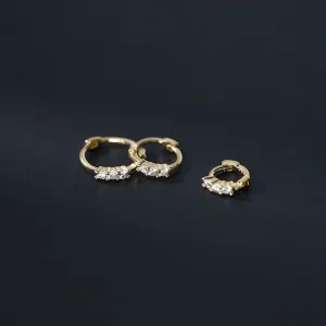 Tiny CZ Diamonds Hoop Earrings-SH030