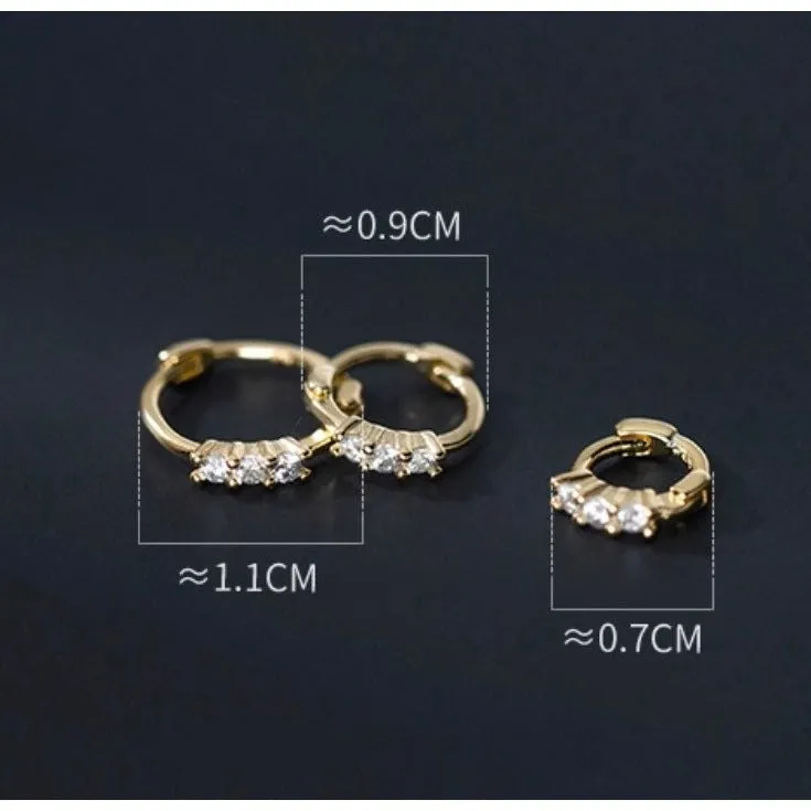 Tiny CZ Diamonds Hoop Earrings-SH030
