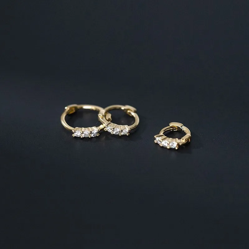 Tiny CZ Diamonds Hoop Earrings-SH030