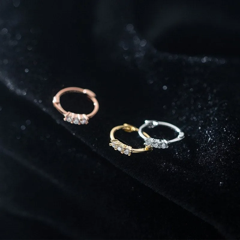 Tiny CZ Diamonds Hoop Earrings-SH030