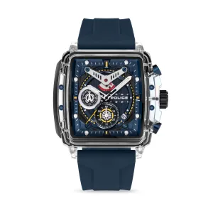 Transparent Case & Blue Dial Watch With Silicone Strap