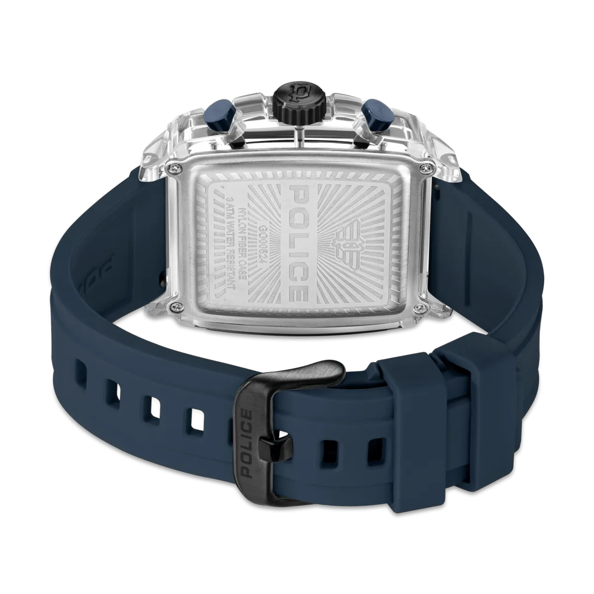 Transparent Case & Blue Dial Watch With Silicone Strap