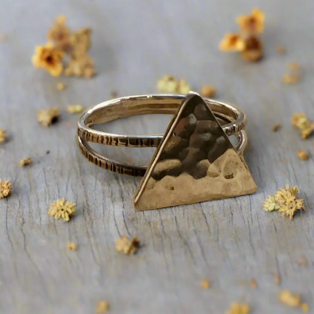 Triangle Sterling Silver Ring - Four Elements.