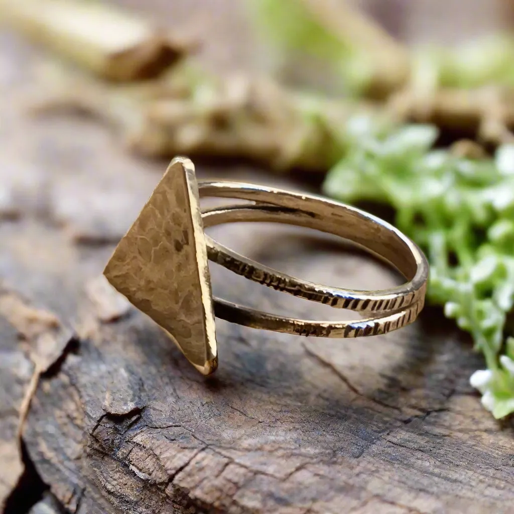 Triangle Sterling Silver Ring - Four Elements.