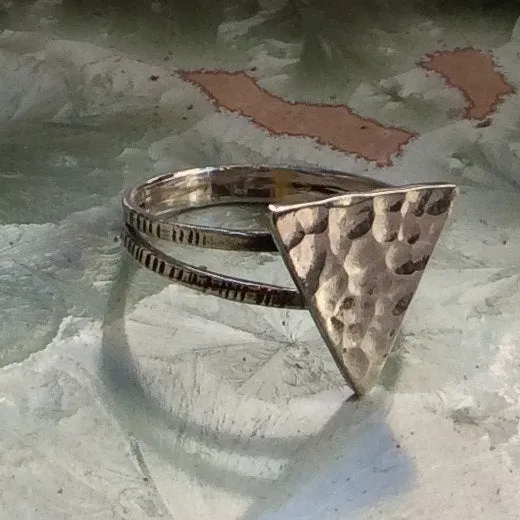 Triangle Sterling Silver Ring - Four Elements.