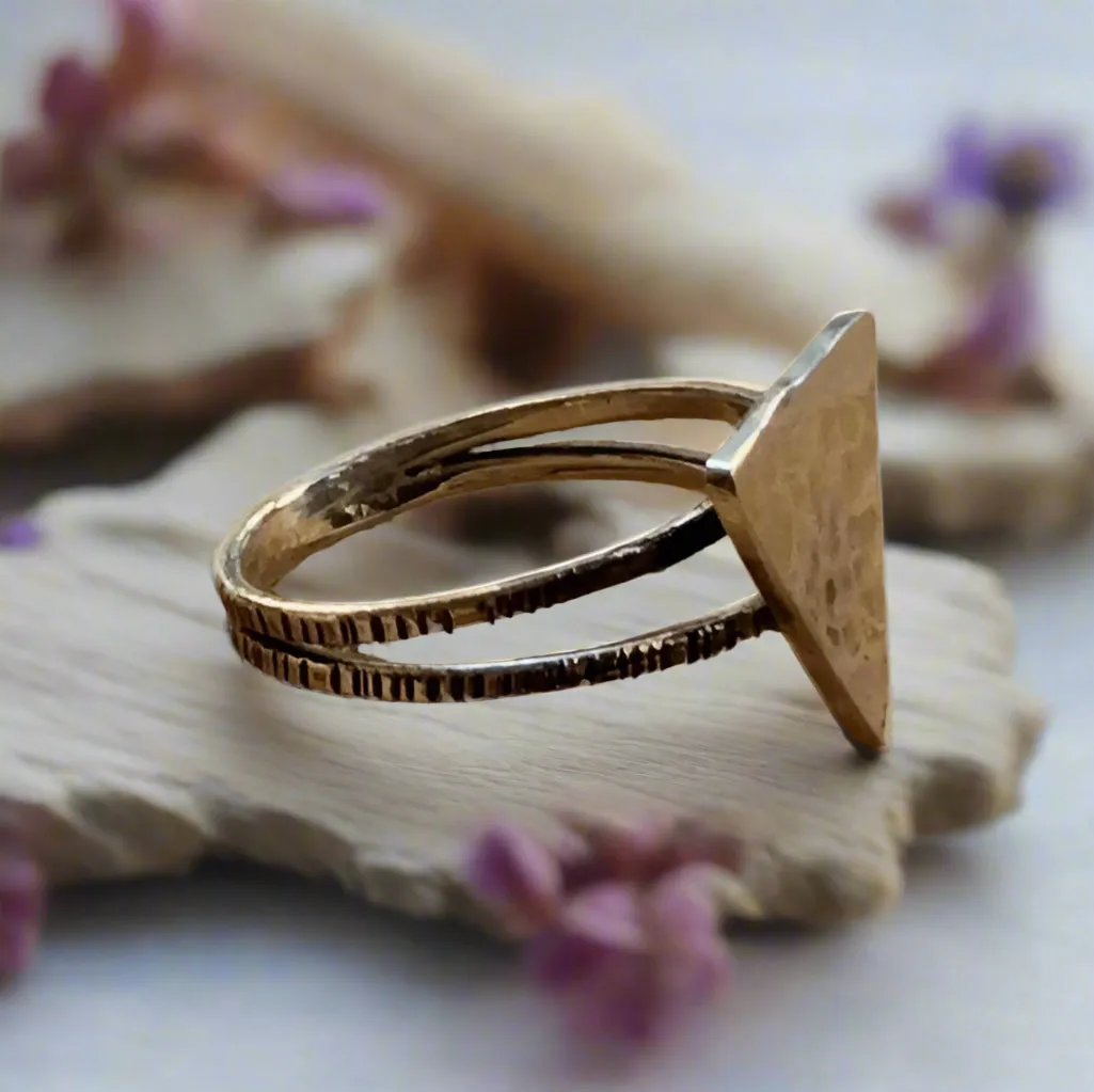Triangle Sterling Silver Ring - Four Elements.