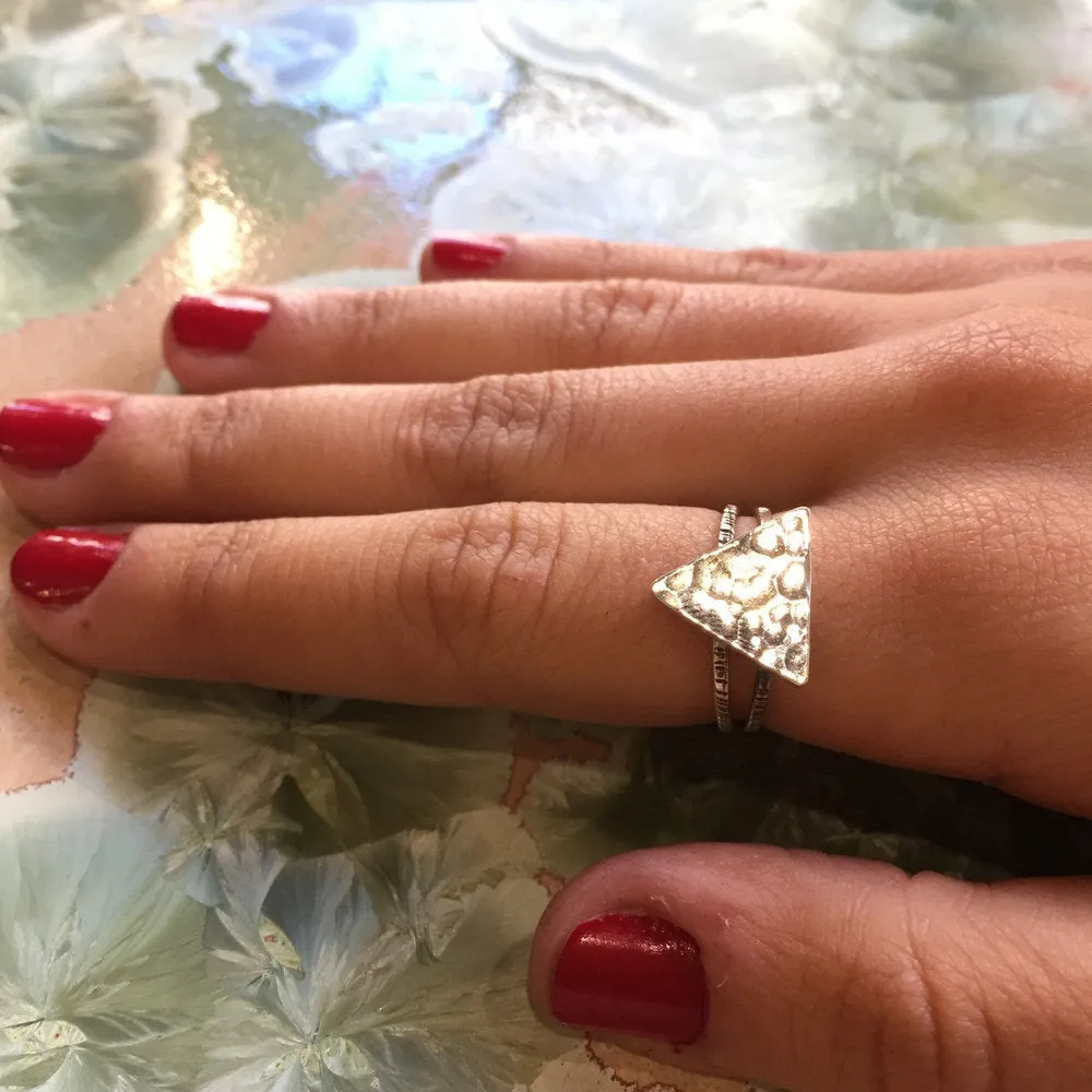 Triangle Sterling Silver Ring - Four Elements.