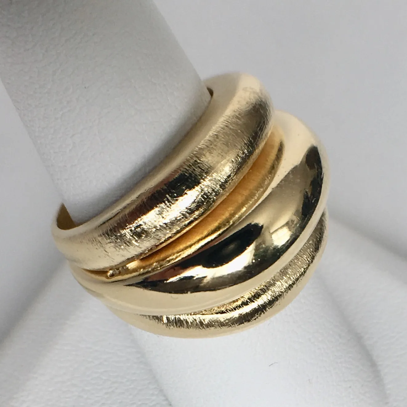 Triple Band Satin and Shiny Gold Plated Ring