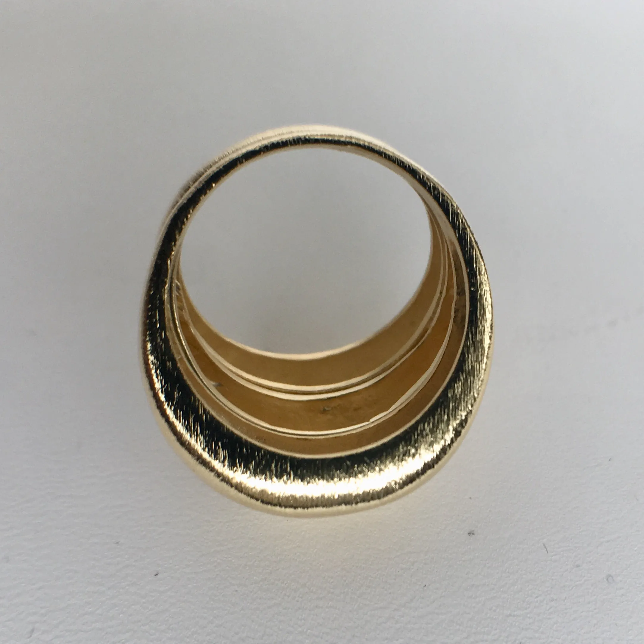 Triple Band Satin and Shiny Gold Plated Ring