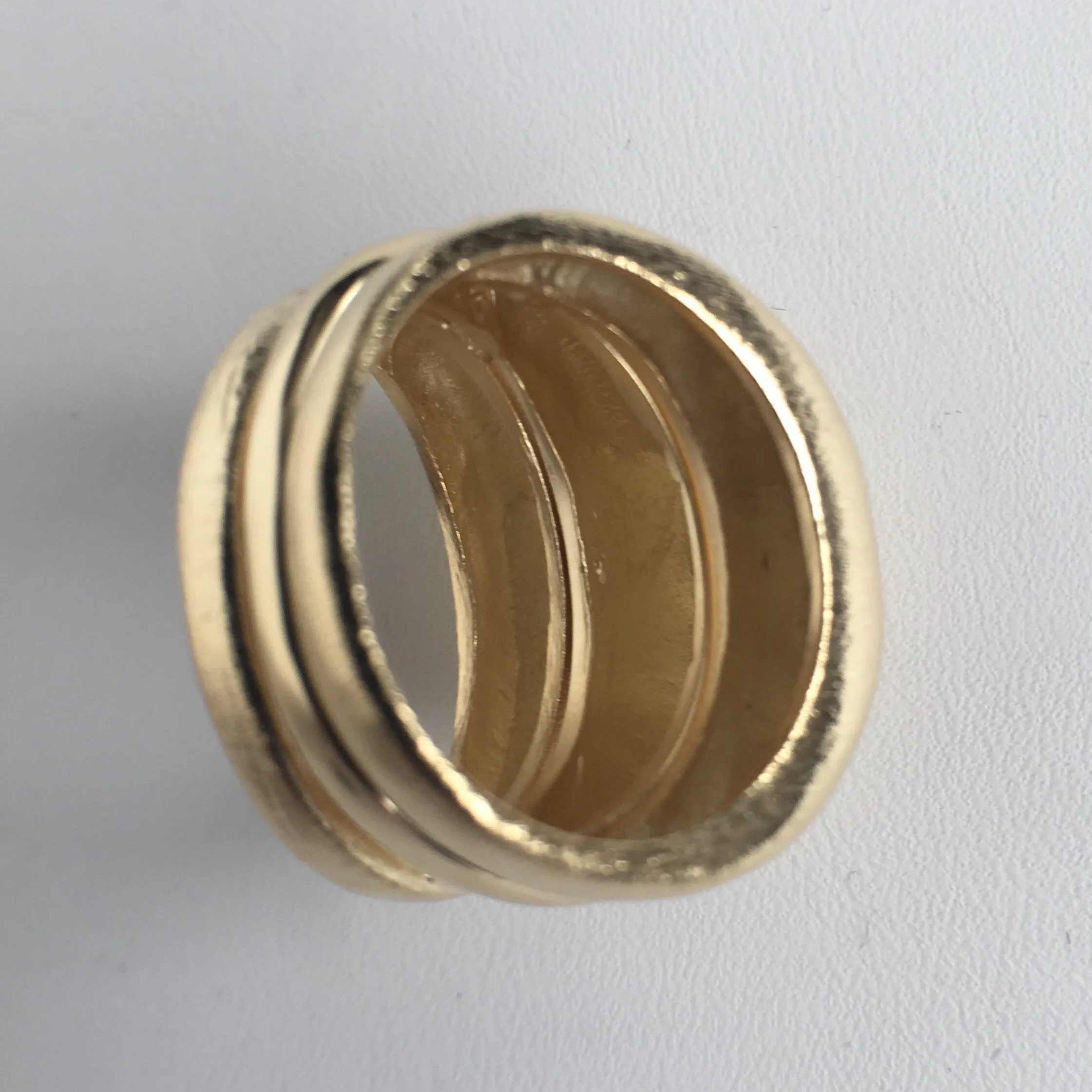 Triple Band Satin and Shiny Gold Plated Ring