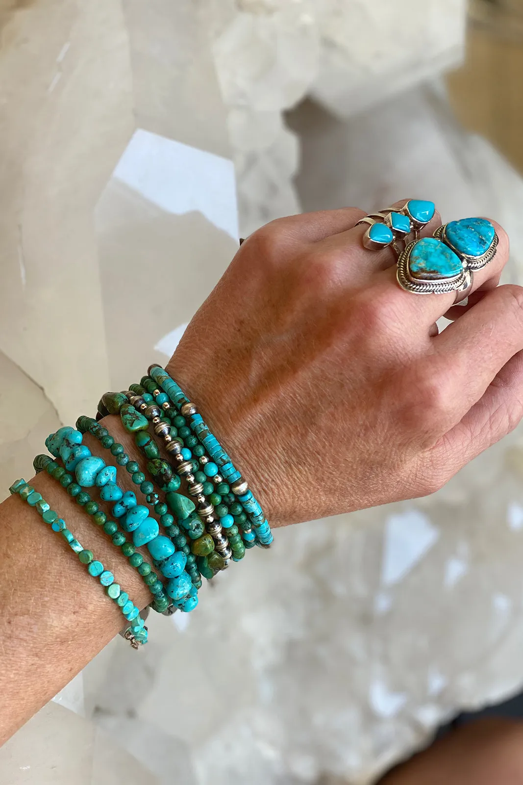 Turquoise Heishi and Oxidized Bead Bracelet