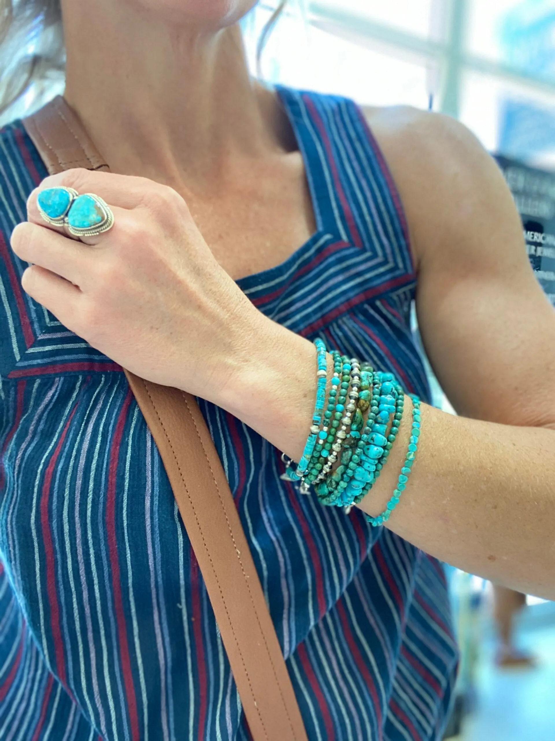 Turquoise Heishi and Oxidized Bead Bracelet