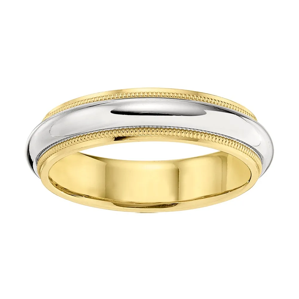 Two Tone Milgrain Unisex Wedding Bands - Smaller Version
