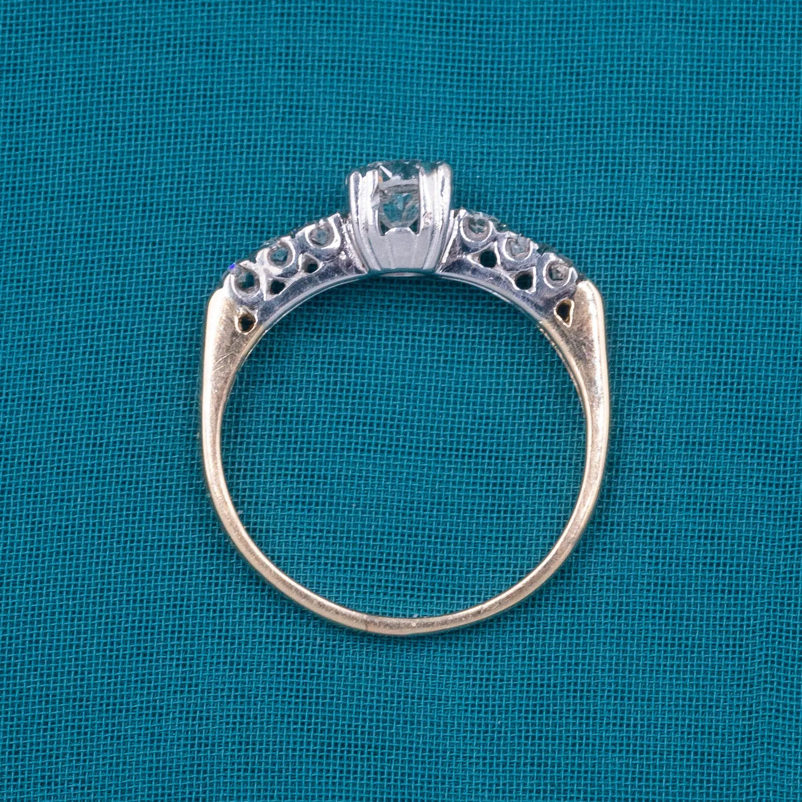 Two-Tone Old Mine Diamond Ring c1940