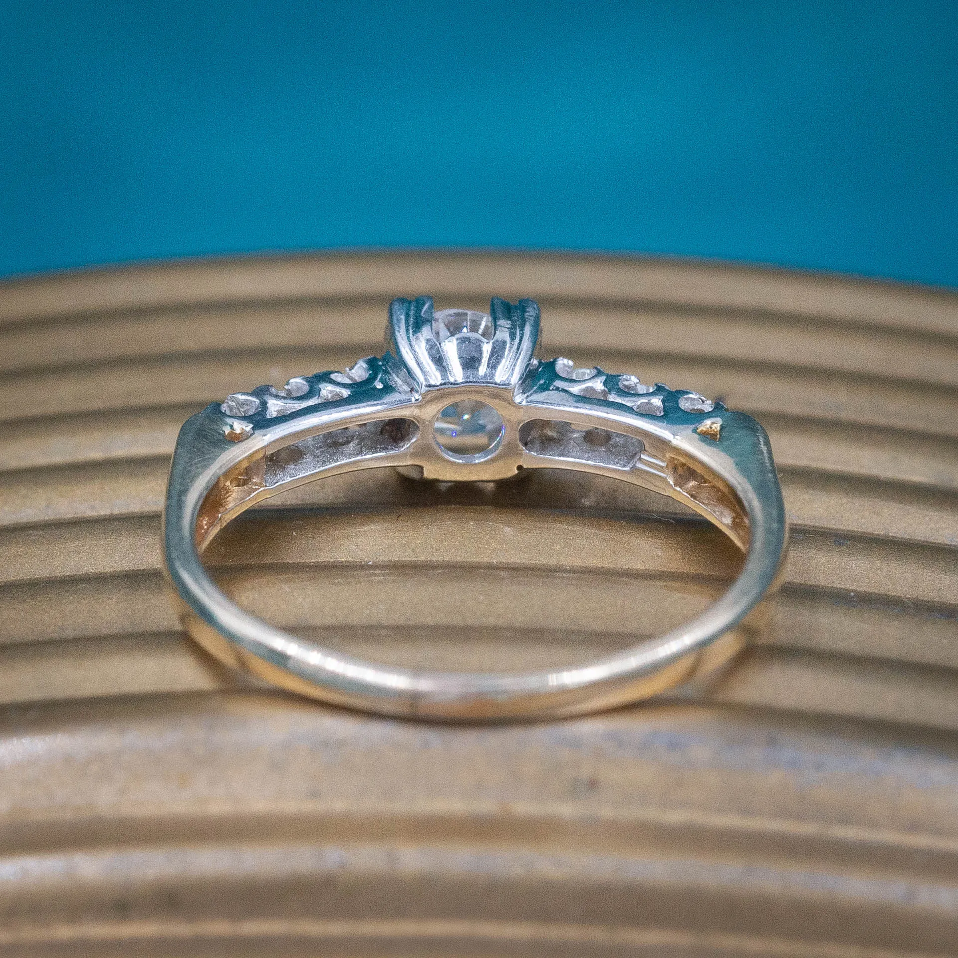 Two-Tone Old Mine Diamond Ring c1940