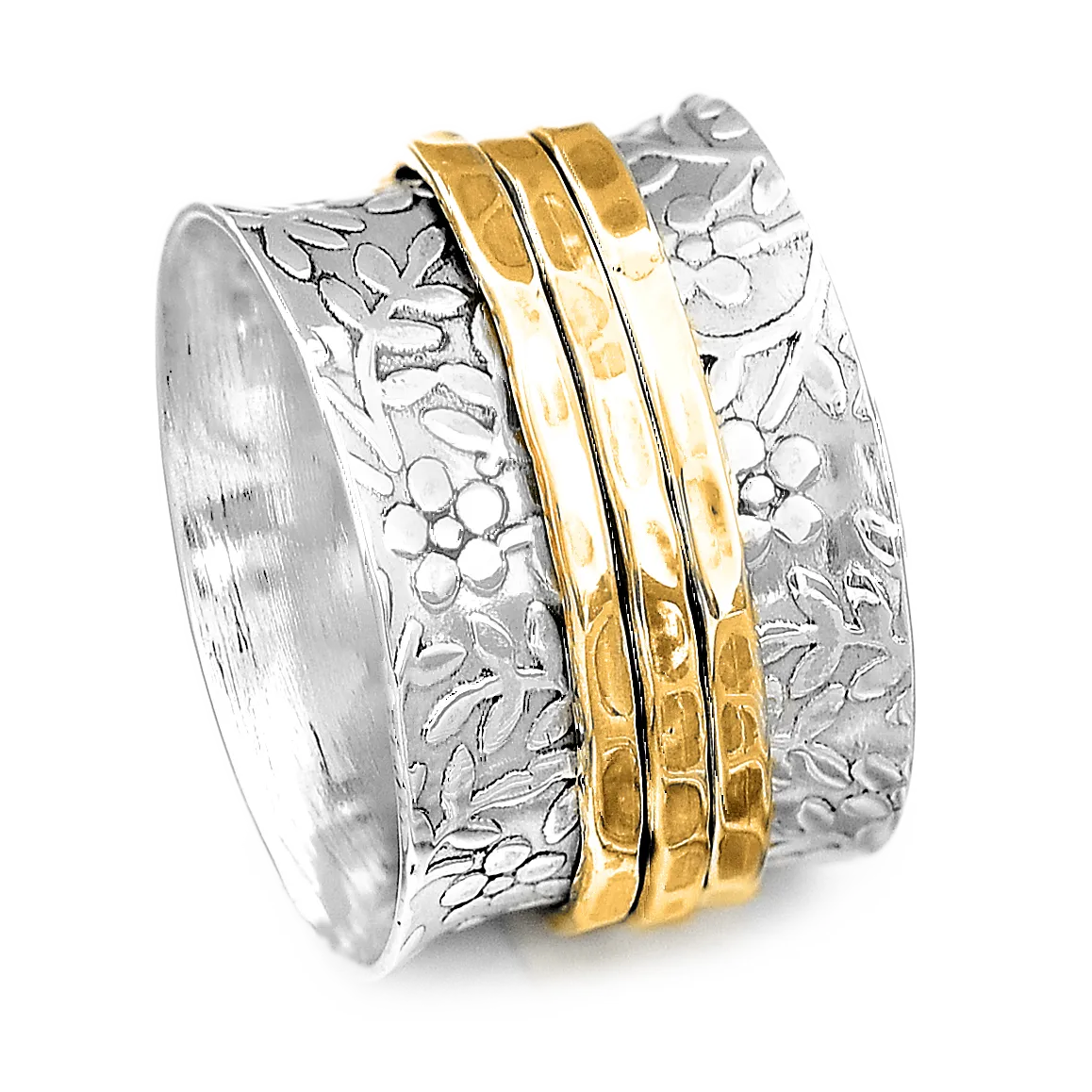 Unique Flowers Women's Spinner Ring Sterling Silver