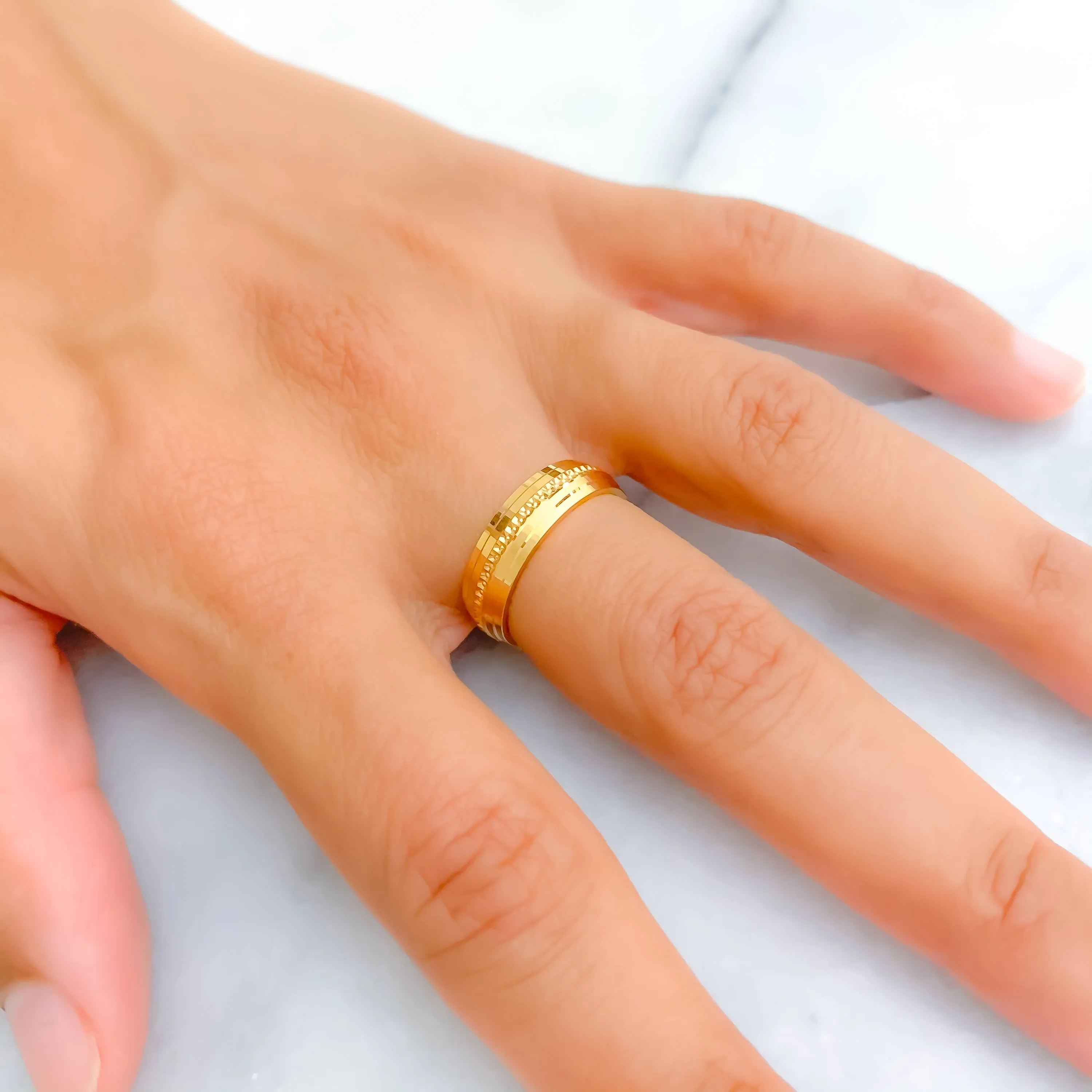 Upscale Mirror Finish 21k Gold Band