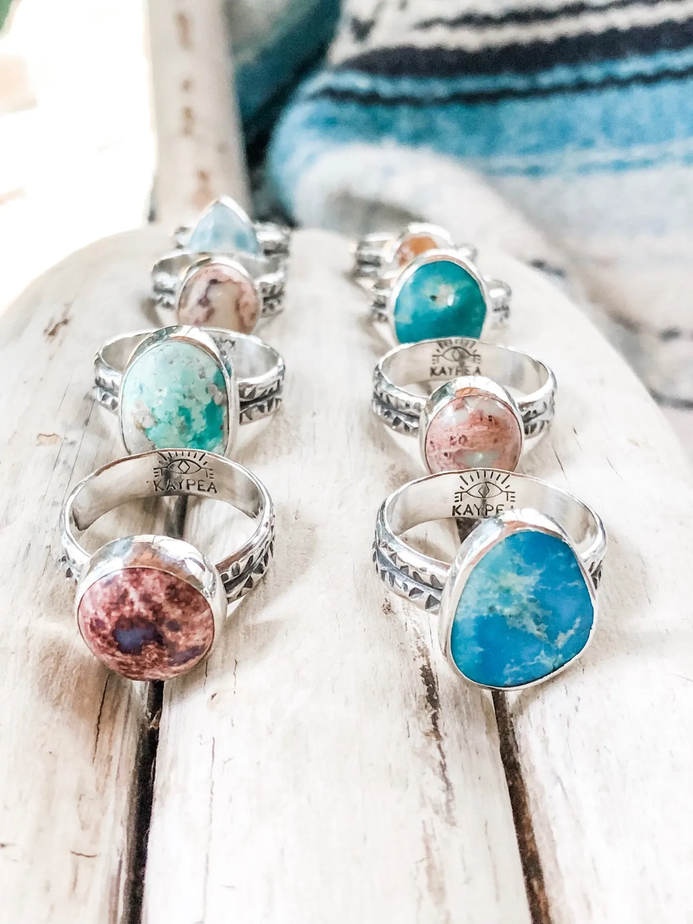 Various Stone Stamped Band Rings