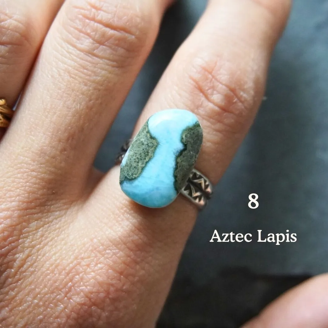 Various Stone Stamped Band Rings