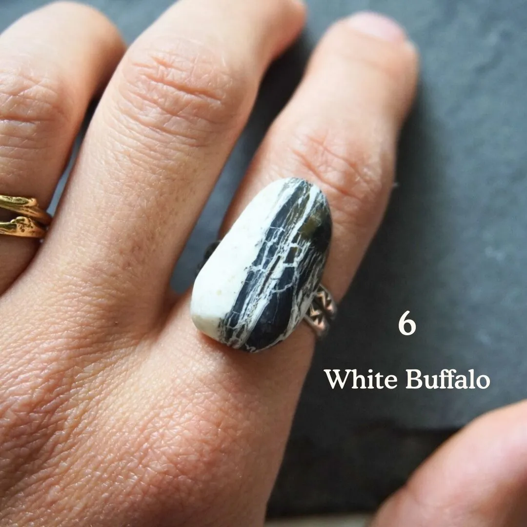 Various Stone Stamped Band Rings