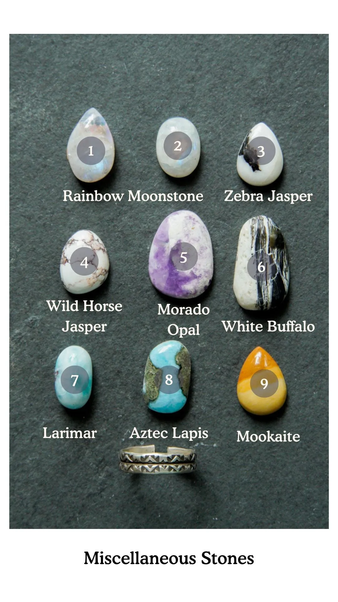 Various Stone Stamped Band Rings