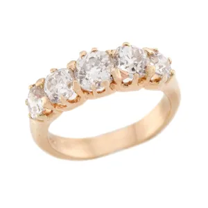 Victorian 14k Diamond 5 Stone Engagement Ring