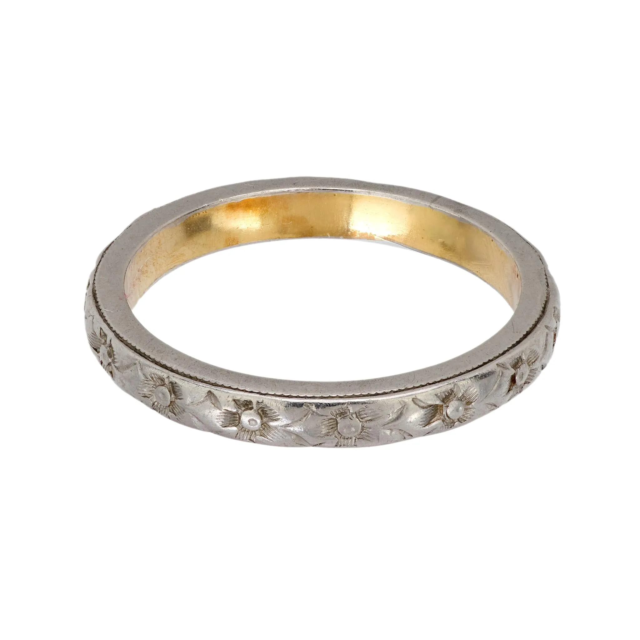Victorian 18k yellow gold platinum wedding band