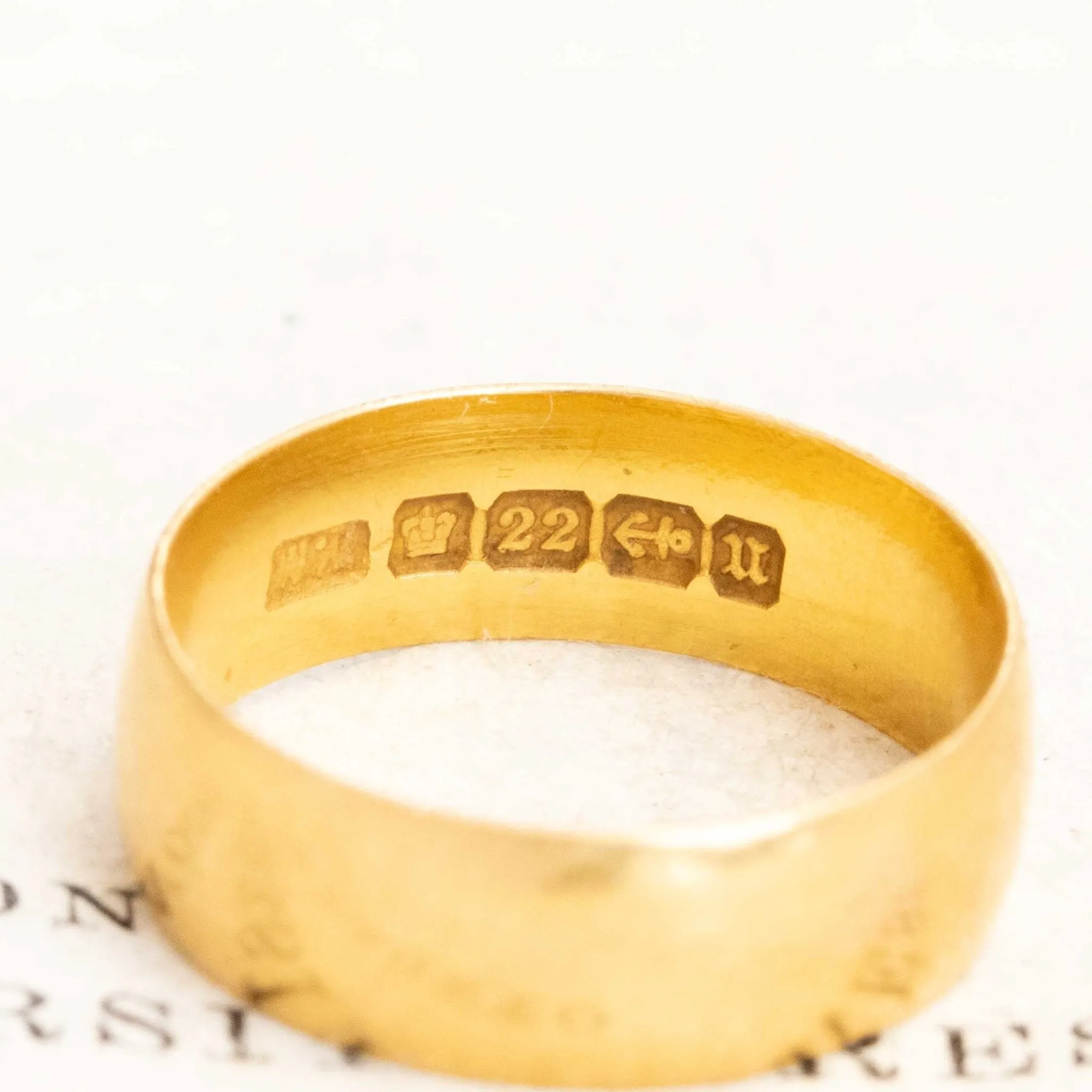 Victorian English 22kt Wide Band, 5.70mm