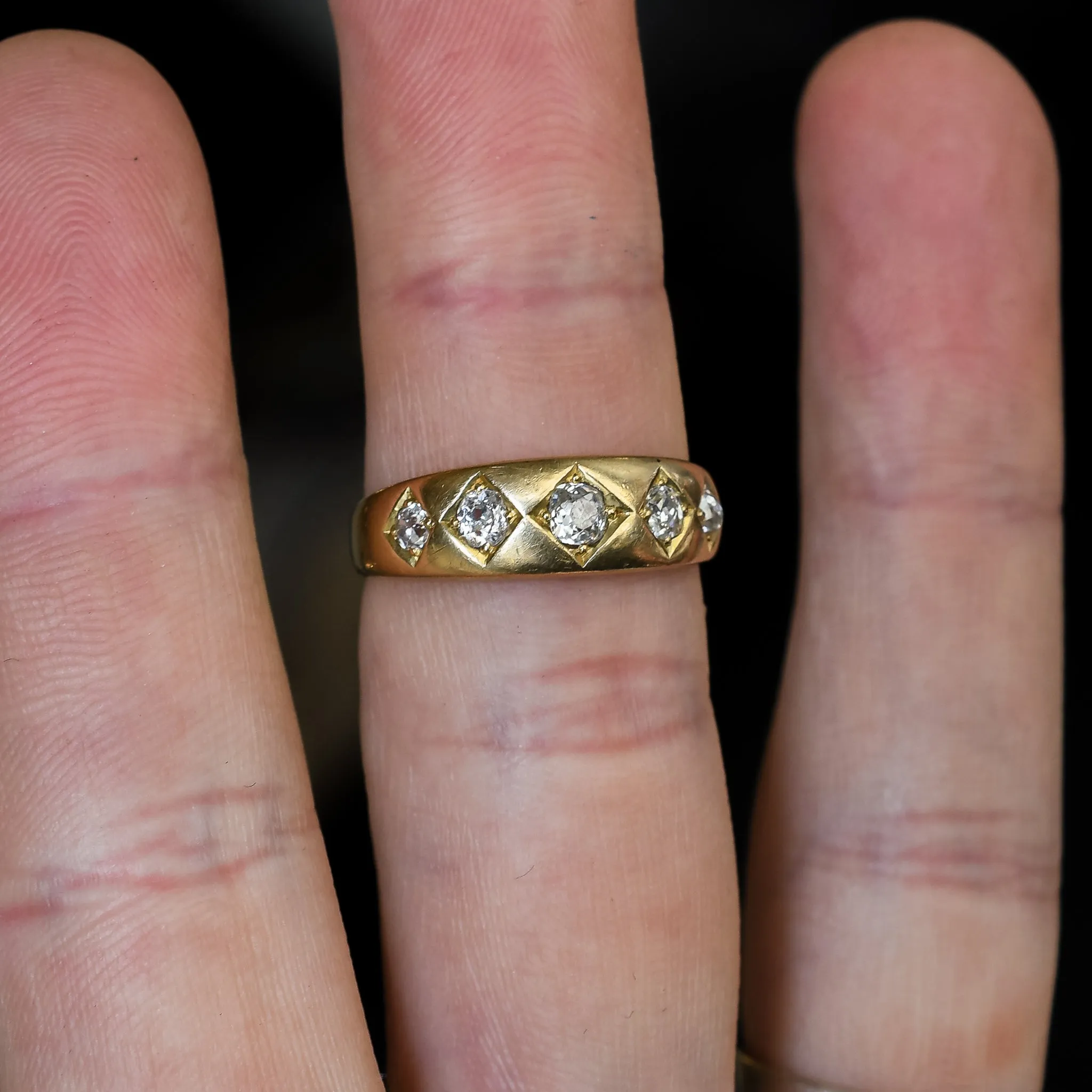 Victorian OMC Diamond 5-Stone Gypsy Ring