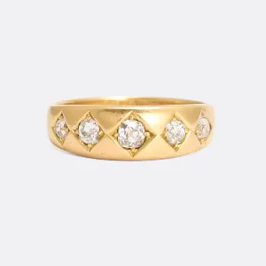 Victorian OMC Diamond 5-Stone Gypsy Ring