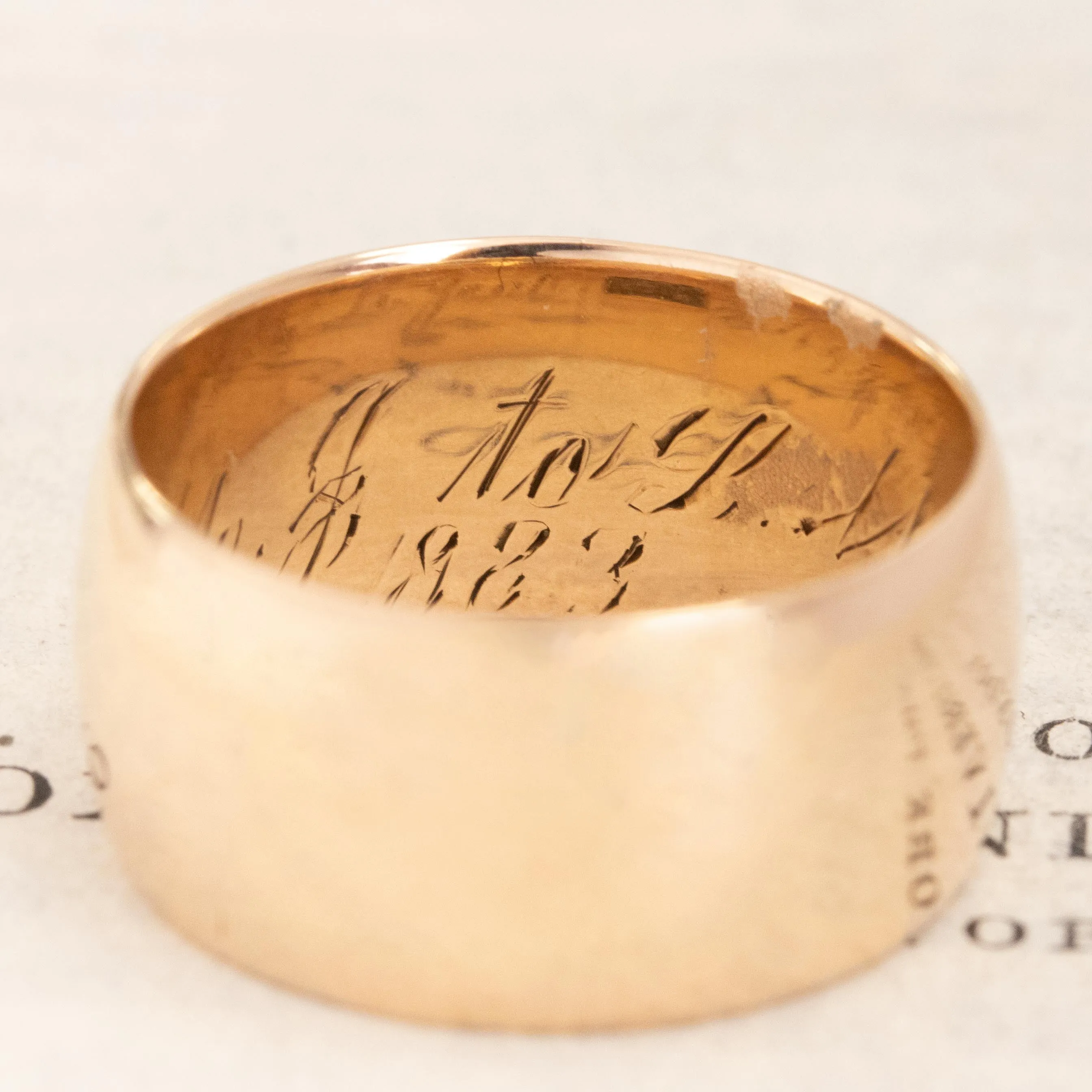 Victorian Rose Gold Wide Band circa 1883