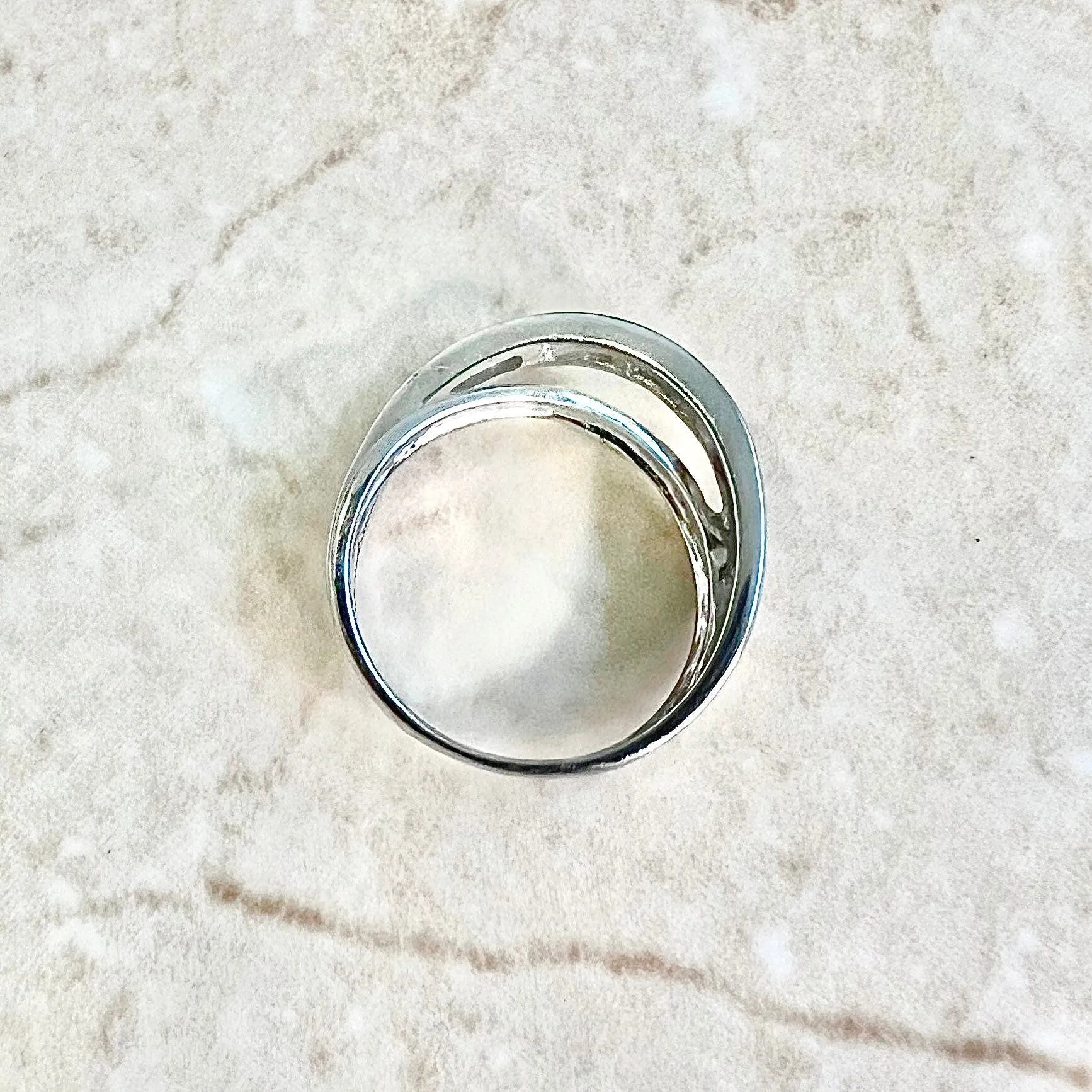 Vintage 14 Karat White Gold Diamond Crossover Band Ring