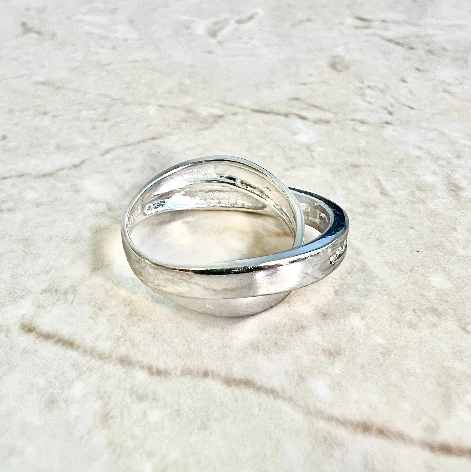 Vintage 14 Karat White Gold Diamond Crossover Band Ring